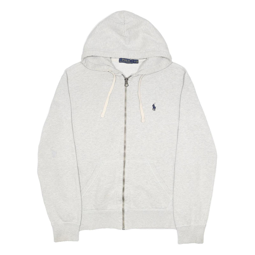 POLO RALPH LAUREN Mens Grey Full Zip Hoodie S Cotton Blend Casual Wear
