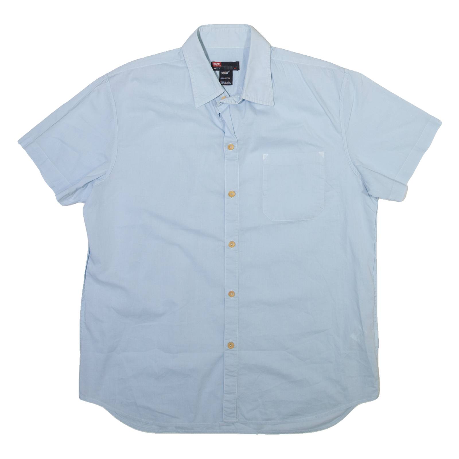 DIESEL Mens Plain Shirt Blue Long Sleeve L