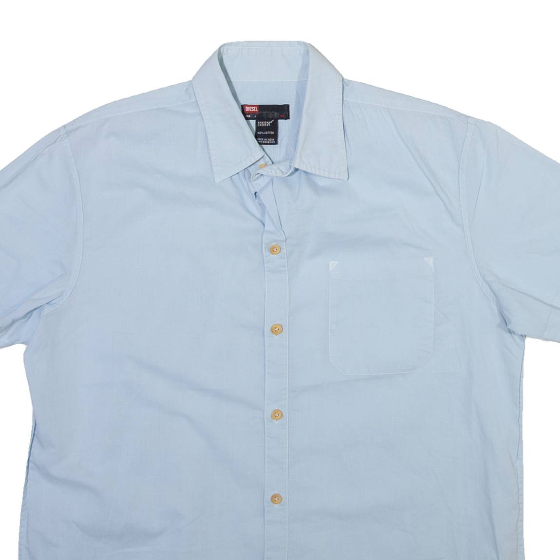 DIESEL Mens Plain Shirt Blue Long Sleeve L