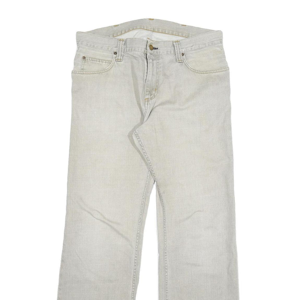 CARHARTT Mens Jeans Beige Regular Straight Denim Light W33 L34 Cotton Blend Zip