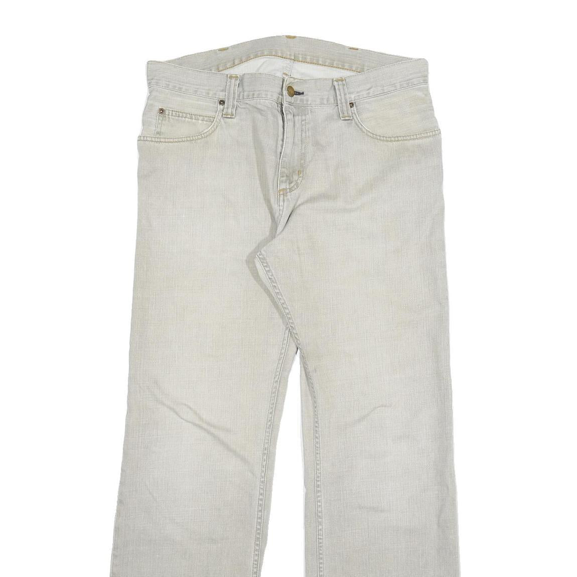 CARHARTT Mens Jeans Beige Regular Straight Denim Light W33 L34 Cotton Blend Zip