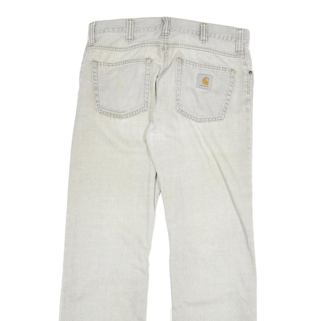 CARHARTT Mens Jeans Beige Regular Straight Denim Light W33 L34 Cotton Blend Zip
