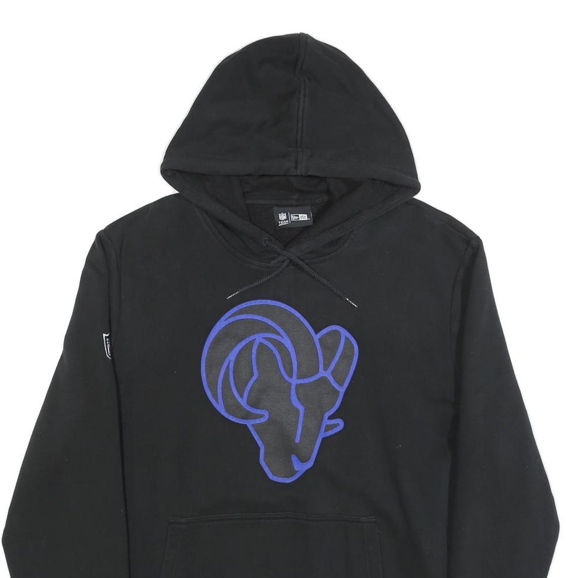 NEW ERA Mens Black Hoodie XL Cotton Blend Pullover Rams Logo Black