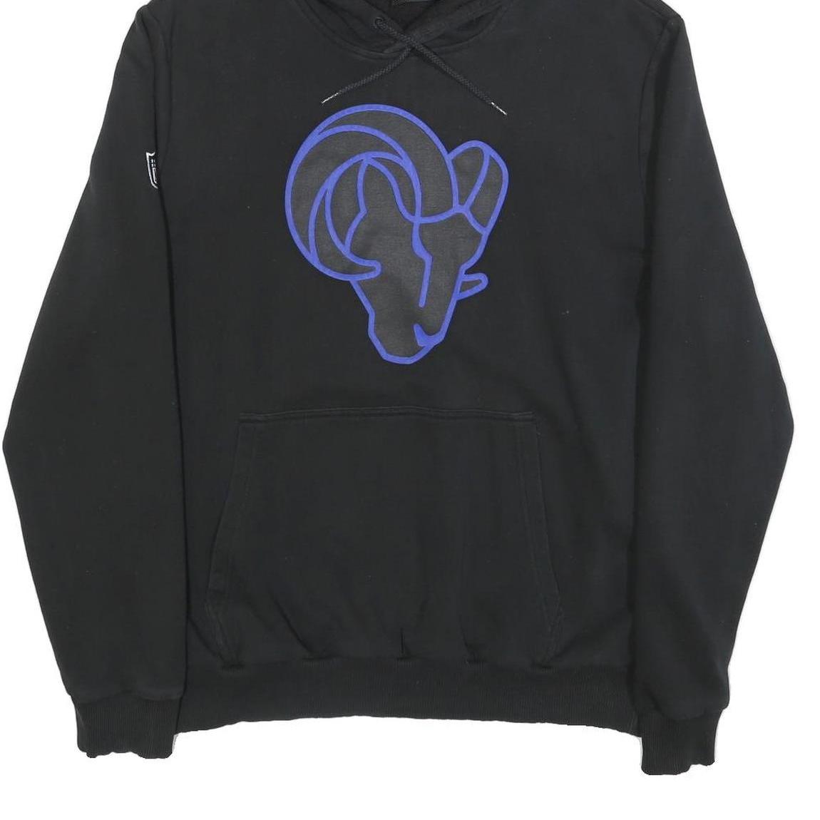 NEW ERA Mens Black Hoodie XL Cotton Blend Pullover Rams Logo Black