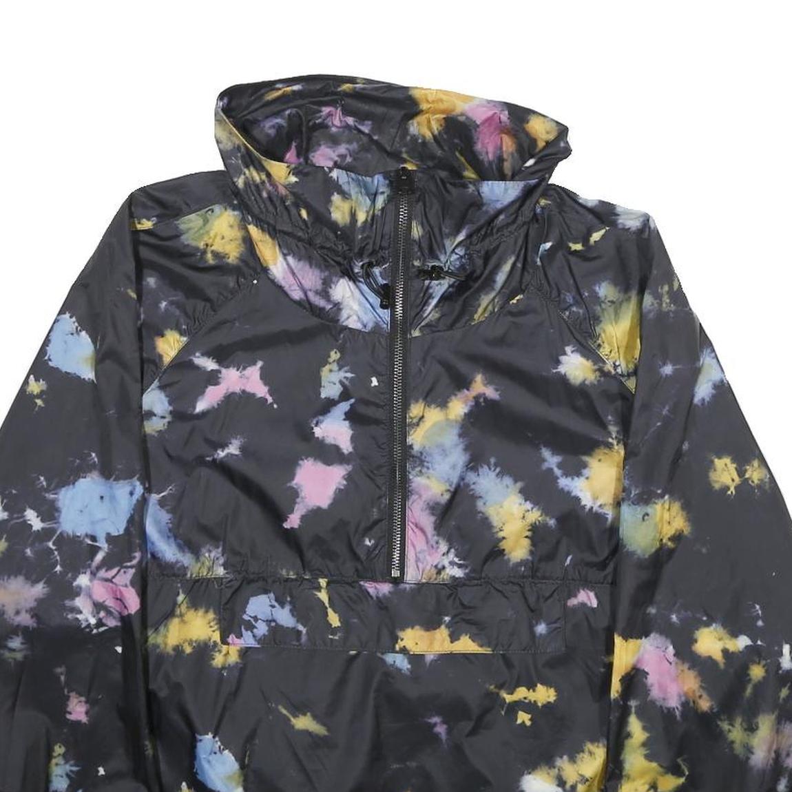 ZARA Womens Black Tie Dye Lightweight Track Jacket L Woven Stripe Outdoor