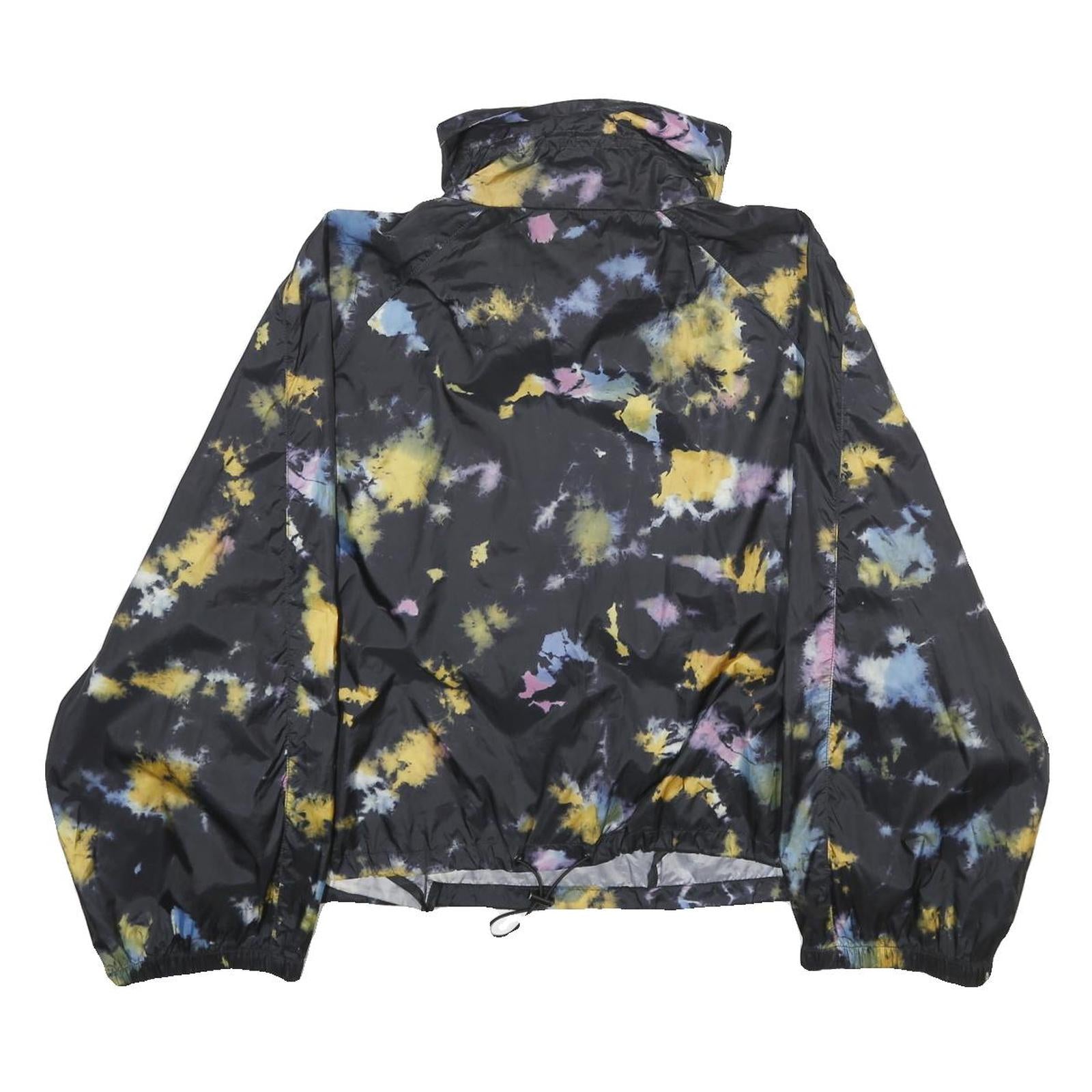 ZARA Womens Black Tie Dye Lightweight Track Jacket L Woven Stripe Outdoor