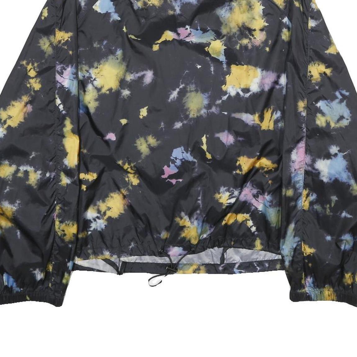 ZARA Womens Black Tie Dye Lightweight Track Jacket L Woven Stripe Outdoor