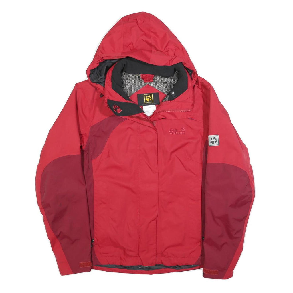 JACK WOLFSKIN Womens Red & Burgundy Outdoor Jacket UK 10 Polyester Blend Zip
