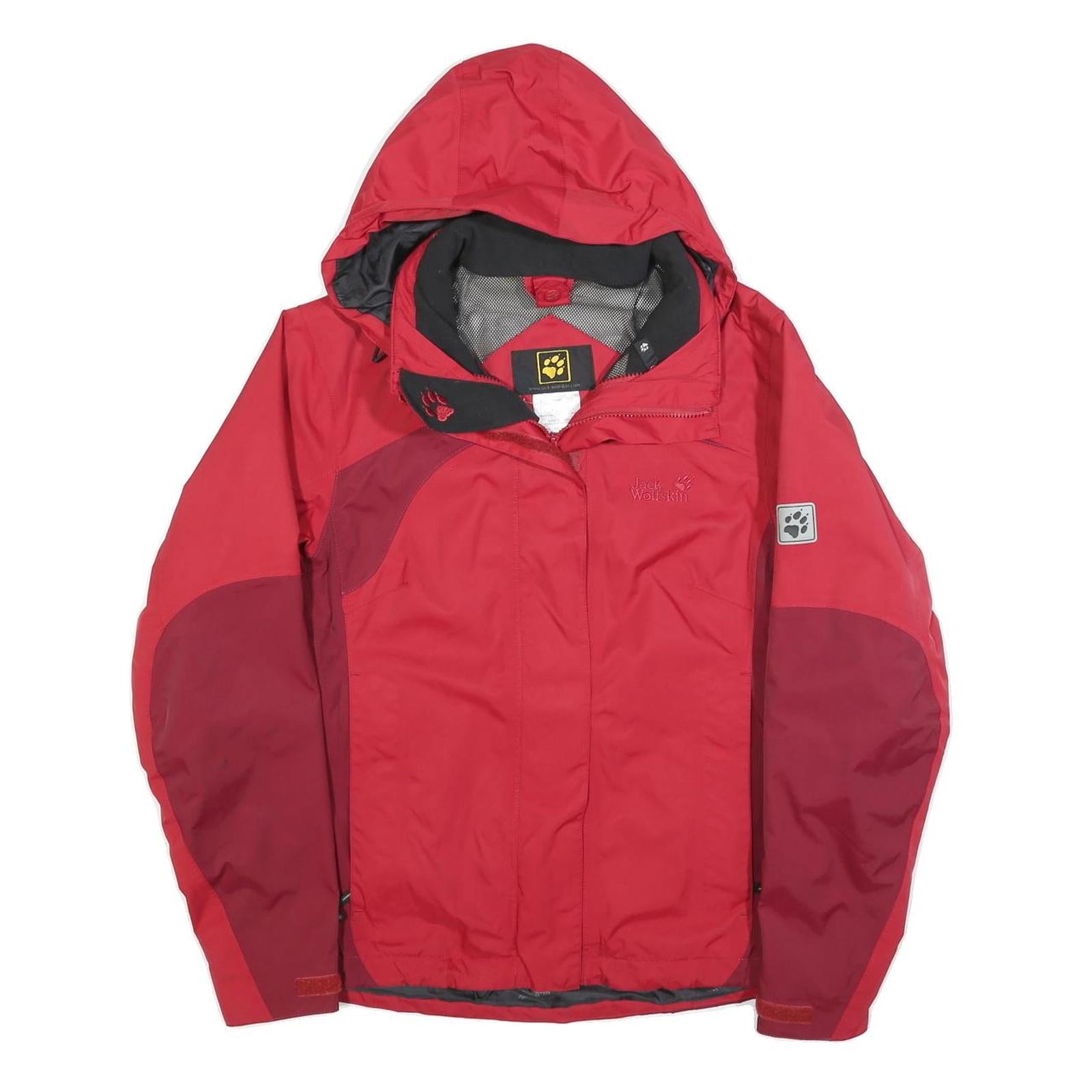 JACK WOLFSKIN Womens Red & Burgundy Outdoor Jacket UK 10 Polyester Blend Zip