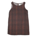 M&S Womens Brown & Black Chevron Sleeveless Cotton Blend Shift Dress UK 16