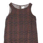 M&S Womens Brown & Black Chevron Sleeveless Cotton Blend Shift Dress UK 16
