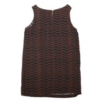 M&S Womens Brown & Black Chevron Sleeveless Cotton Blend Shift Dress UK 16