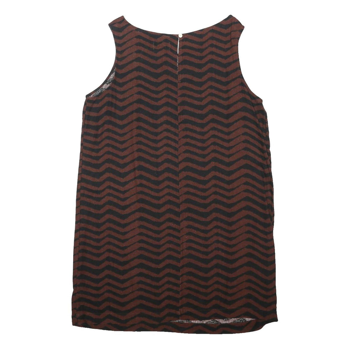M&S Womens Brown & Black Chevron Sleeveless Cotton Blend Shift Dress UK 16