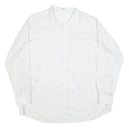 LIBERO Mens White Blue Striped Shirt 2XL Cotton Blend Long Sleeve Button Collar