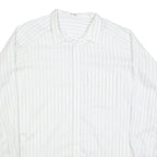 LIBERO Mens White Blue Striped Shirt 2XL Cotton Blend Long Sleeve Button Collar