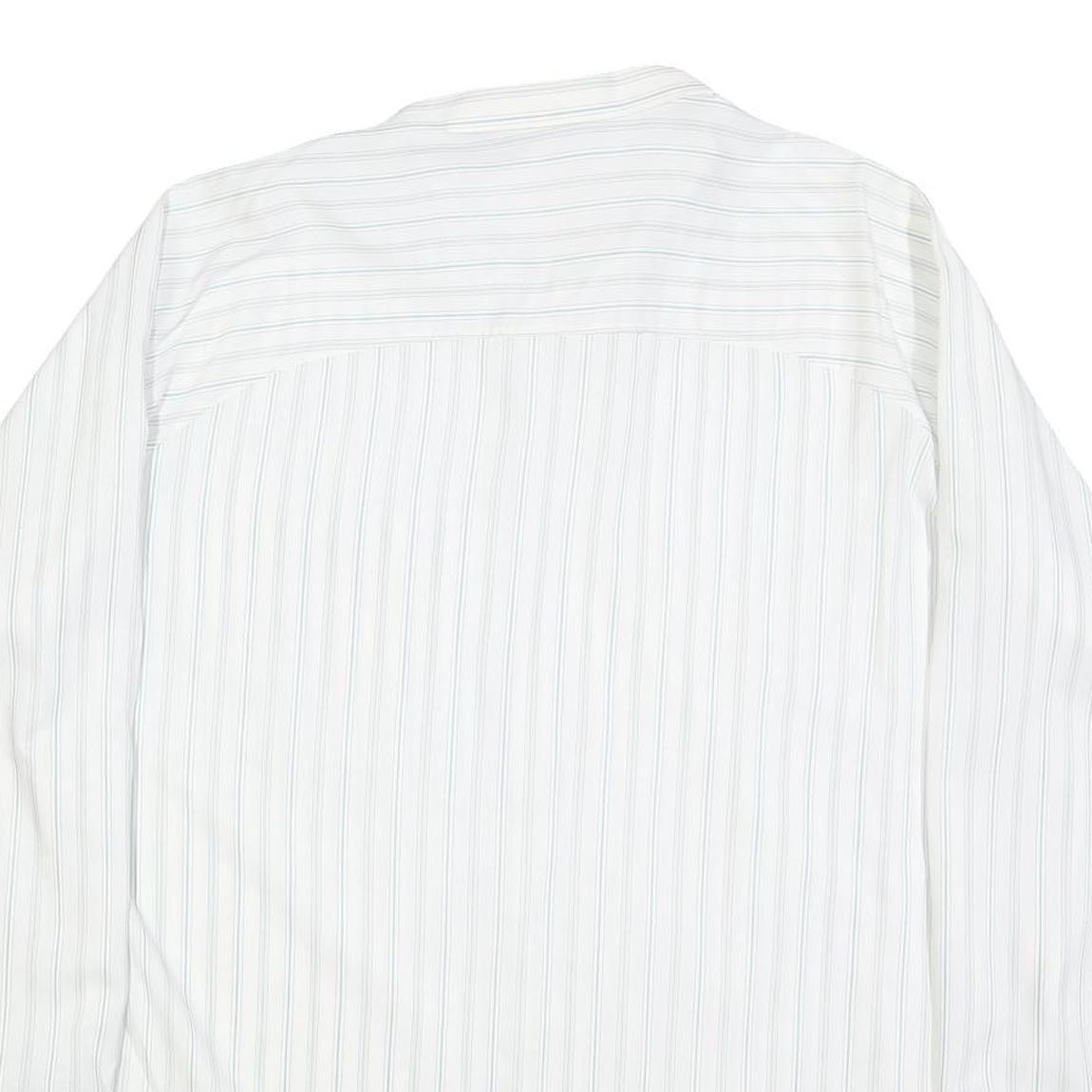 LIBERO Mens White Blue Striped Shirt 2XL Cotton Blend Long Sleeve Button Collar