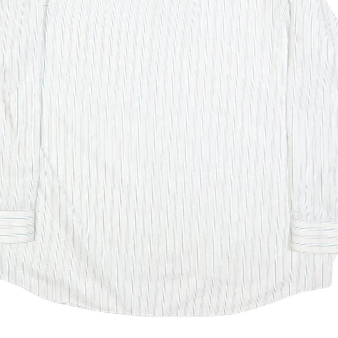 LIBERO Mens White Blue Striped Shirt 2XL Cotton Blend Long Sleeve Button Collar