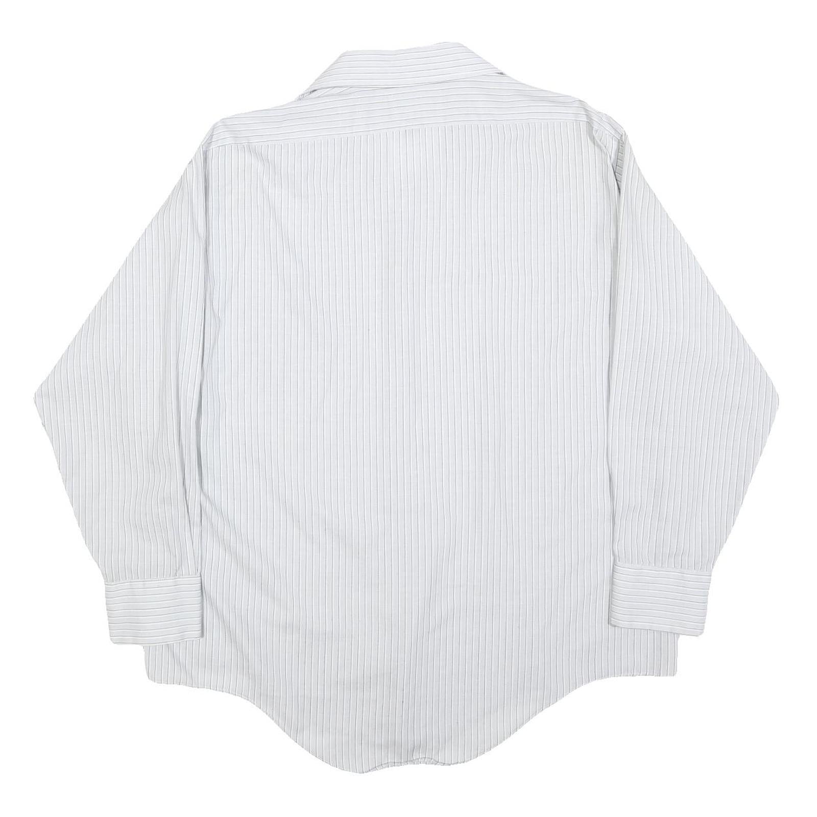 CHALLENGER Mens White & Grey Stripe Shirt XL Classic Button Sleeve