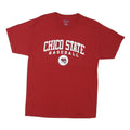 CHAMPION Mens Red Chico State Baseball Graphic T-Shirt L Short Sleeve Crew Neck