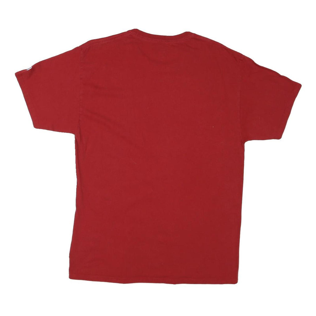 CHAMPION Mens Red Chico State Baseball Graphic T-Shirt L Short Sleeve Crew Neck