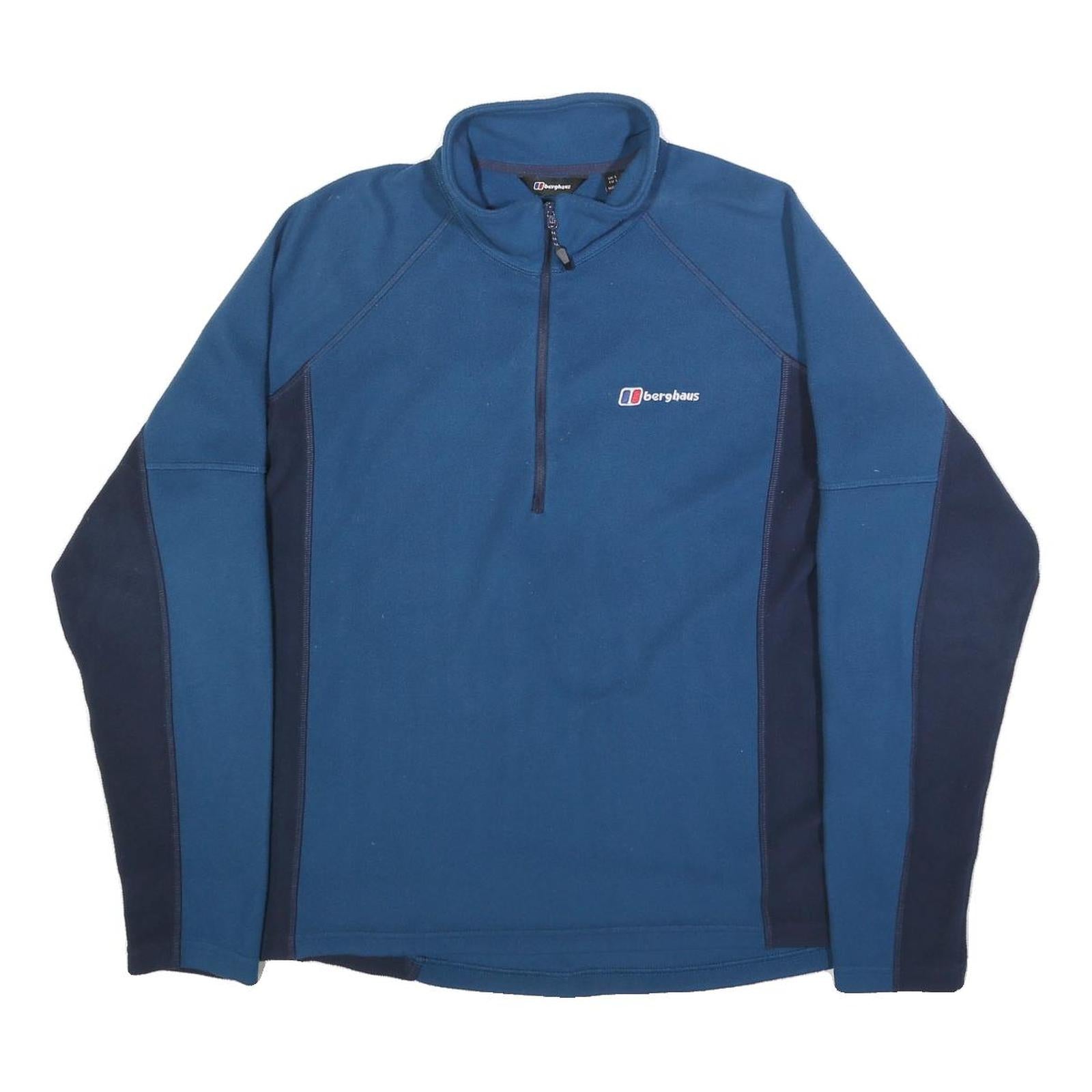 BERGHAUS Mens Blue & Navy Polyester Half Zip Jumper L Outdoor Activewear