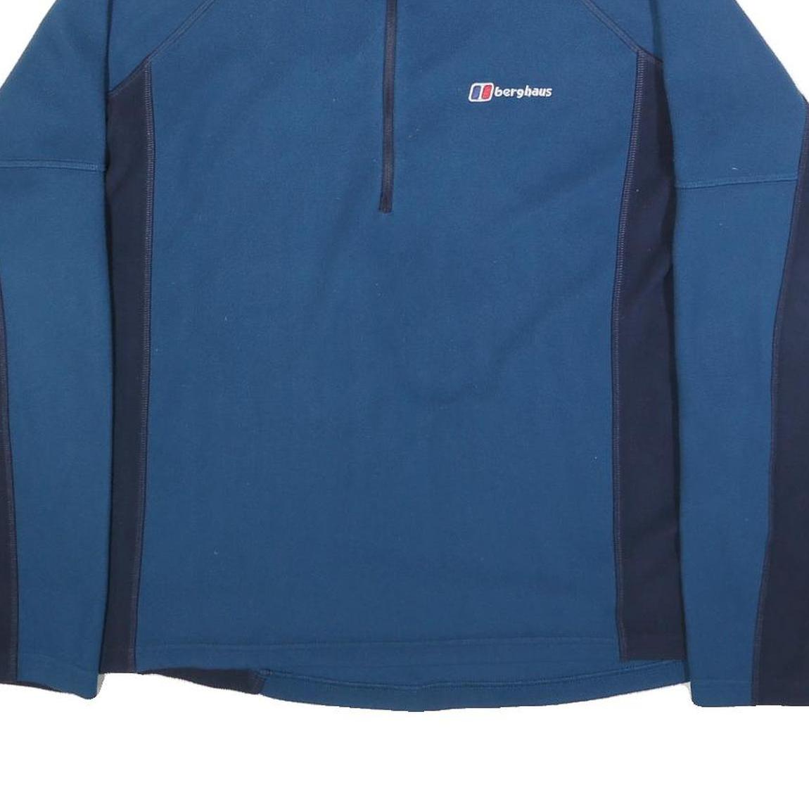 BERGHAUS Mens Blue & Navy Polyester Half Zip Jumper L Outdoor Activewear