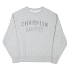 CHAMPION Mens Grey Logo Crew Neck L Sweatshirt Cotton Blend Pullover