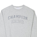 CHAMPION Mens Grey Logo Crew Neck L Sweatshirt Cotton Blend Pullover