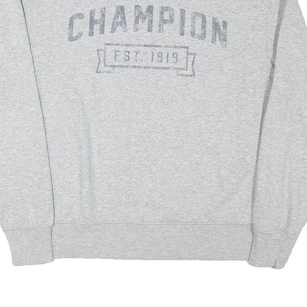 CHAMPION Mens Grey Logo Crew Neck L Sweatshirt Cotton Blend Pullover