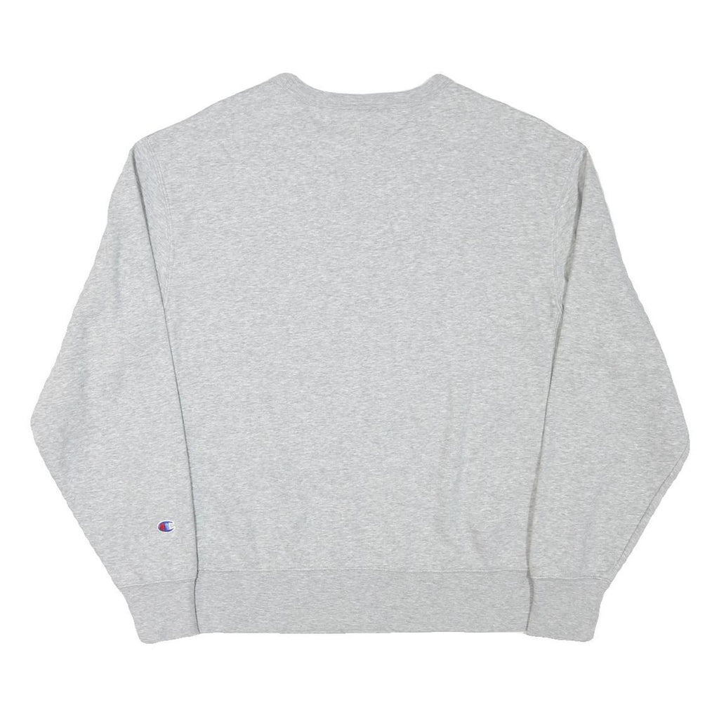 CHAMPION Mens Grey Logo Crew Neck L Sweatshirt Cotton Blend Pullover
