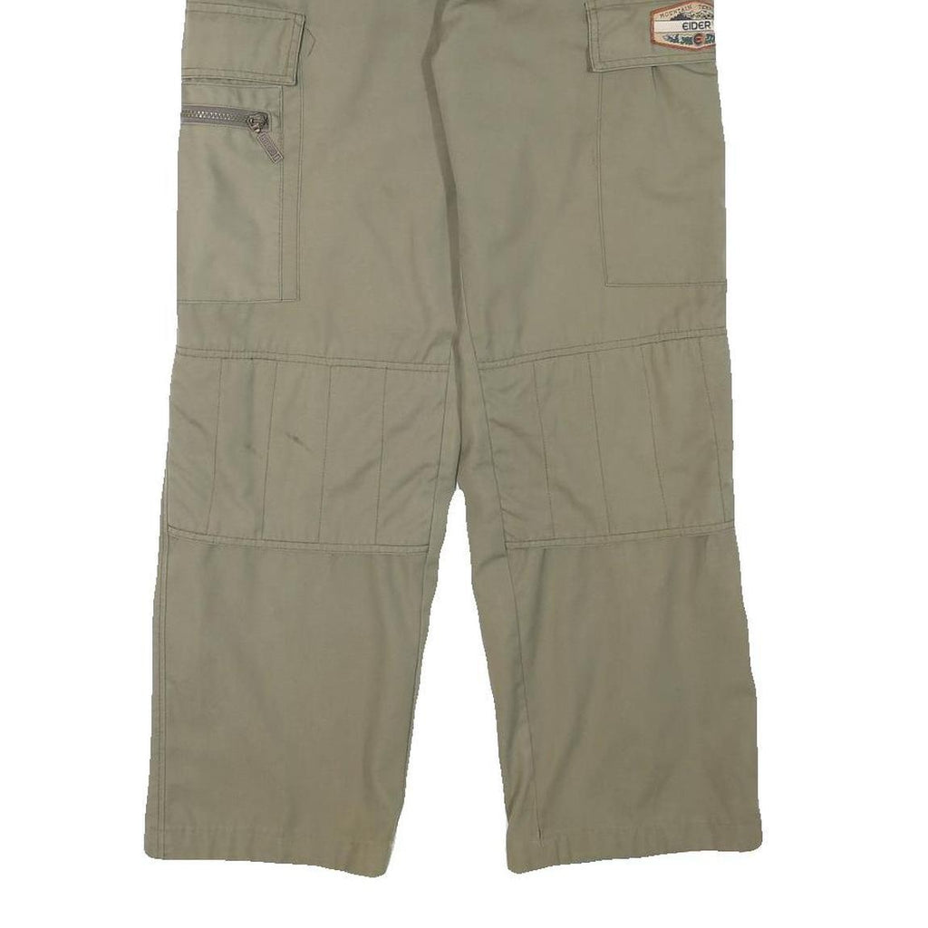 EIDER Mens Relaxed Beige Cargo Trousers W28 L27 Cotton Blend Zip Casual Workwear