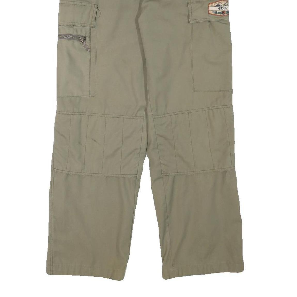 EIDER Mens Relaxed Beige Cargo Trousers W28 L27 Cotton Blend Zip Casual Workwear