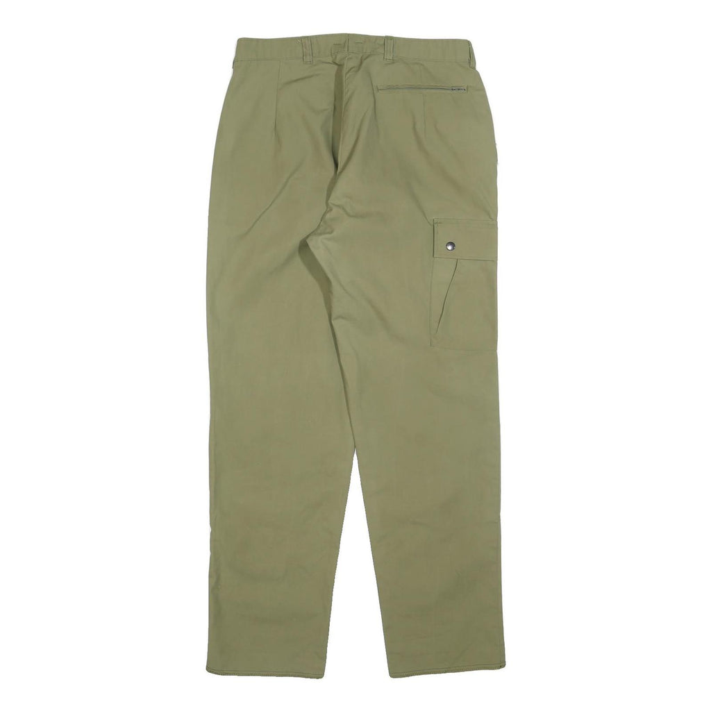 Mens Cotton Blend Regular Fit Beige Cargo Trousers W32 L32 Zip Closure Casual