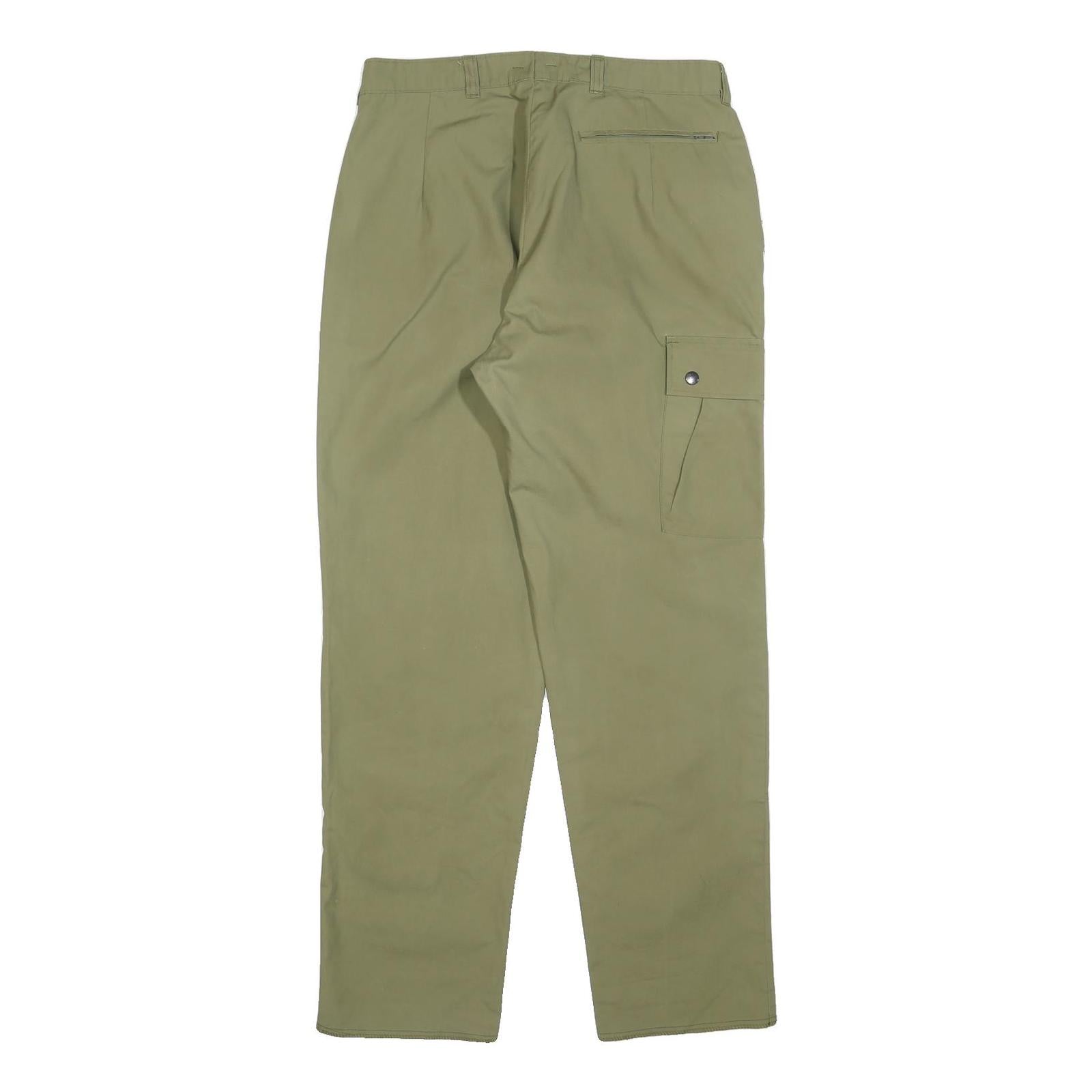 Mens Cotton Blend Regular Fit Beige Cargo Trousers W32 L32 Zip Closure Casual