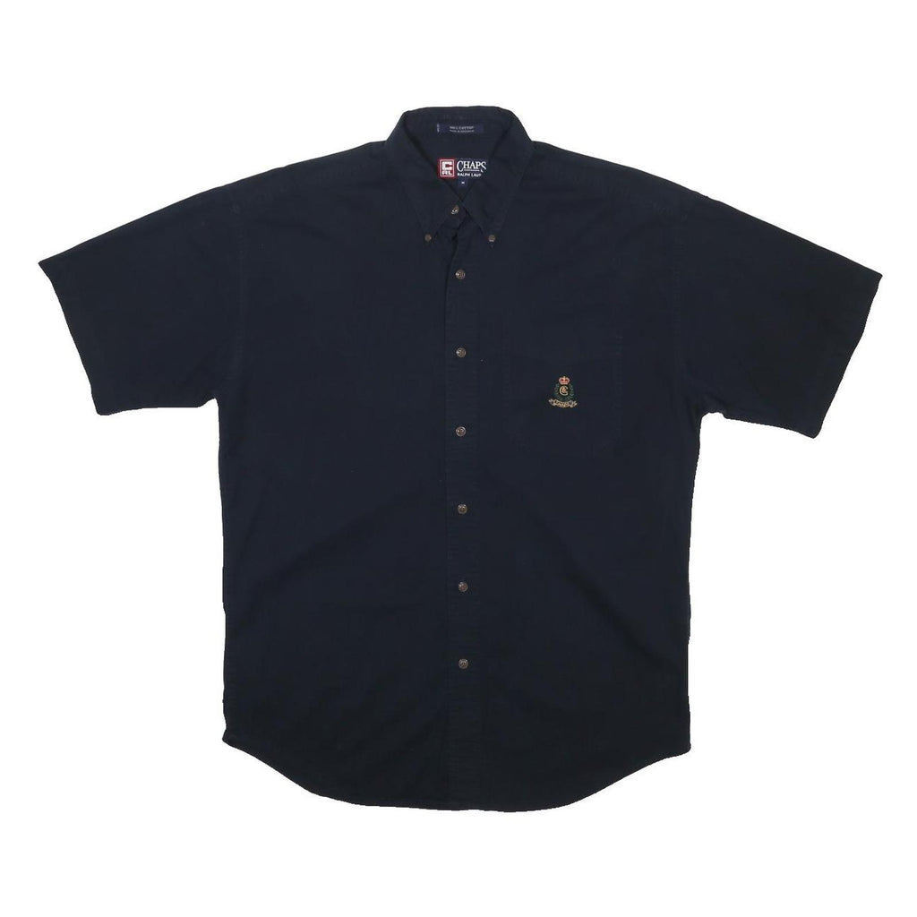 CHAPS RALPH LAUREN Mens Blue & Navy Button Down Short Sleeve Shirt M Relaxed Fit