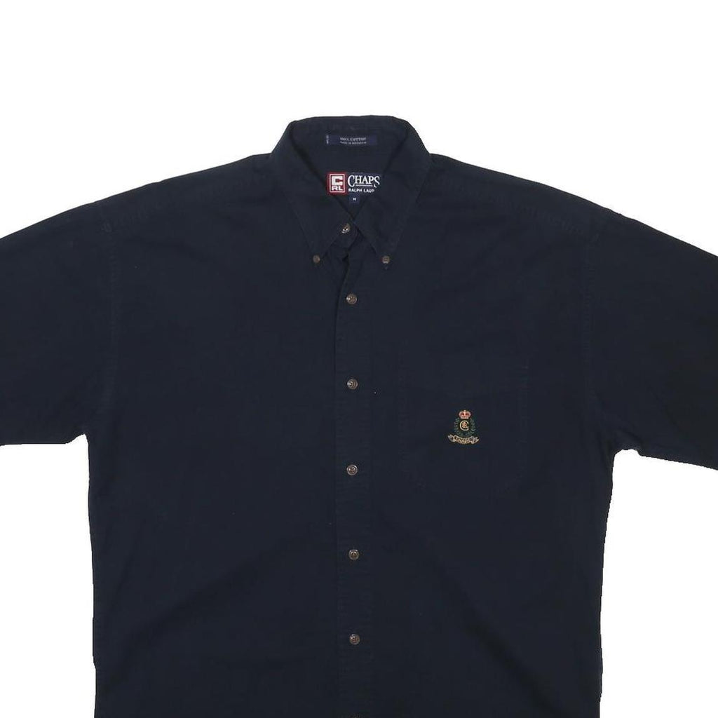 CHAPS RALPH LAUREN Mens Blue & Navy Button Down Short Sleeve Shirt M Relaxed Fit