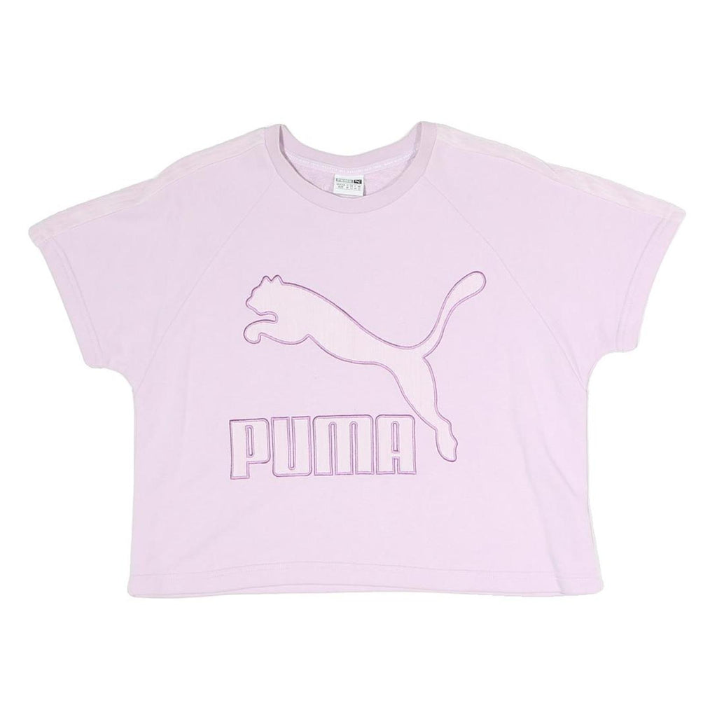 PUMA Womens Pink Cotton Blend Crew Neck UK 12 Logo Sweatshirt Casual