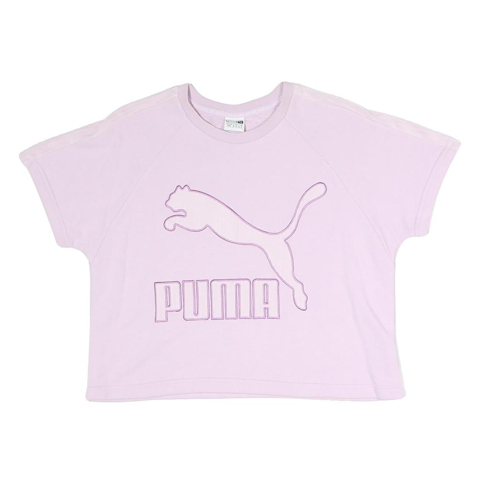 PUMA Womens Pink Cotton Blend Crew Neck UK 12 Logo Sweatshirt Casual