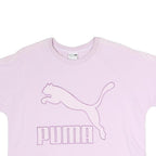 PUMA Womens Pink Cotton Blend Crew Neck UK 12 Logo Sweatshirt Casual