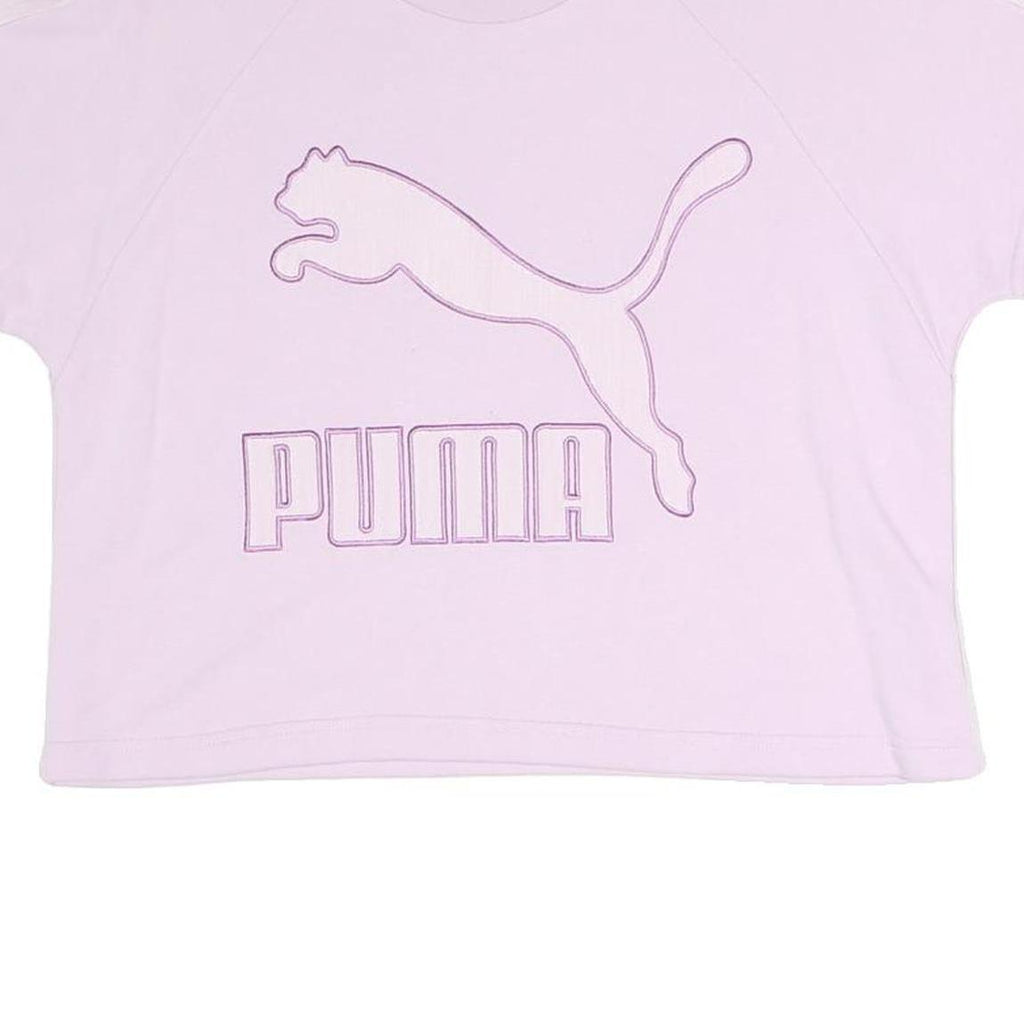PUMA Womens Pink Cotton Blend Crew Neck UK 12 Logo Sweatshirt Casual