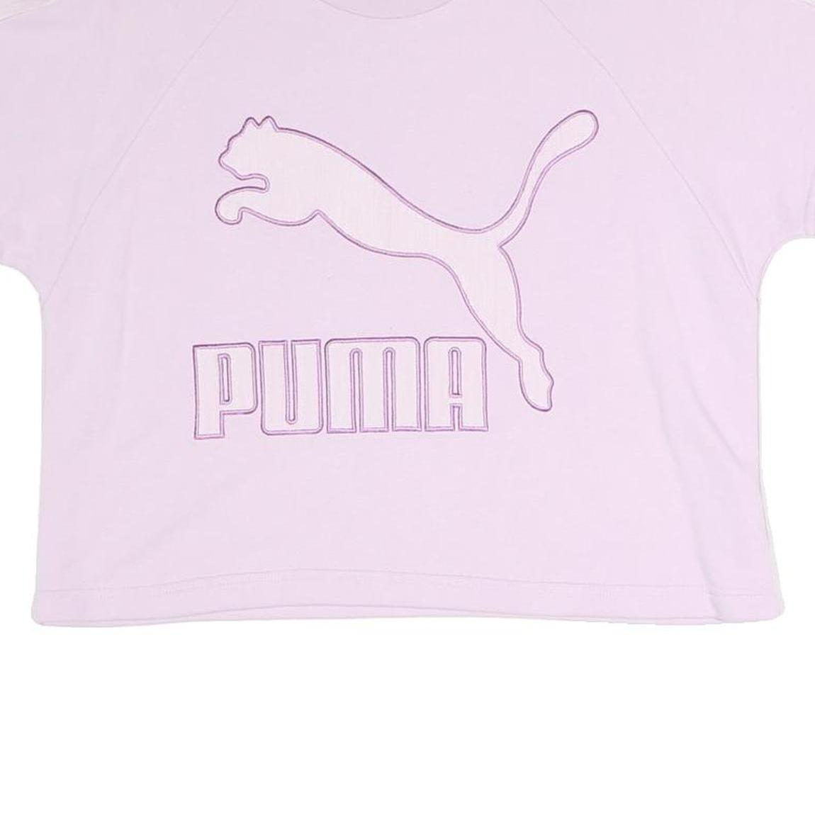 PUMA Womens Pink Cotton Blend Crew Neck UK 12 Logo Sweatshirt Casual