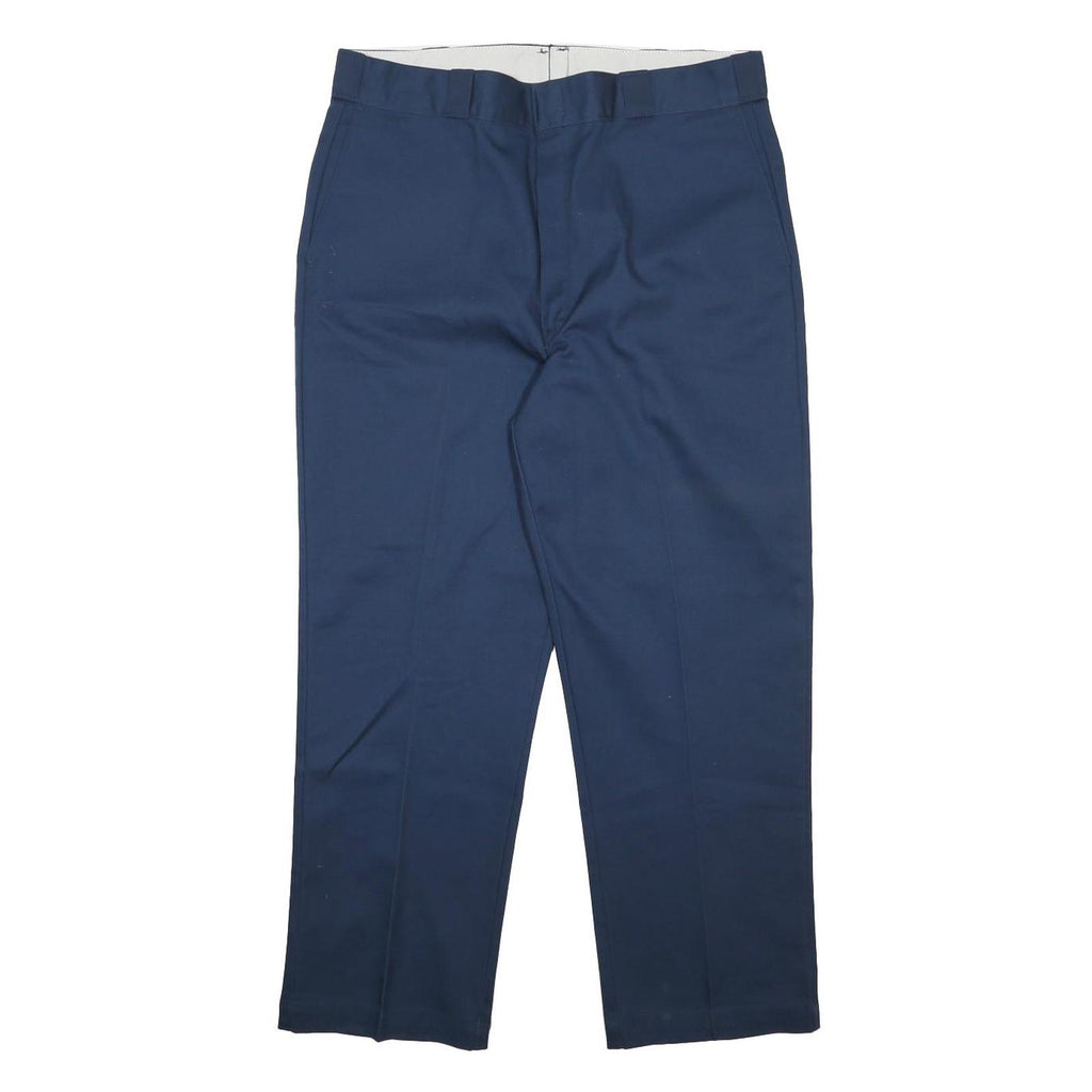 DICKIES Mens Cotton Blend Blue Regular Straight Trousers W40 L29 Workwear Zip
