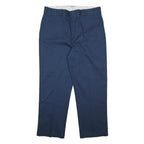 DICKIES Mens Cotton Blend Blue Regular Straight Trousers W40 L29 Workwear Zip