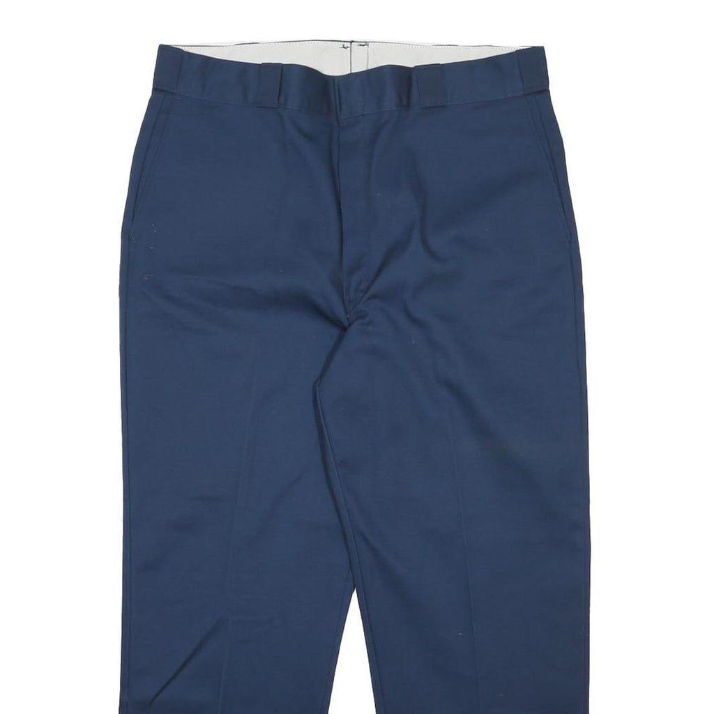 DICKIES Mens Cotton Blend Blue Regular Straight Trousers W40 L29 Workwear Zip