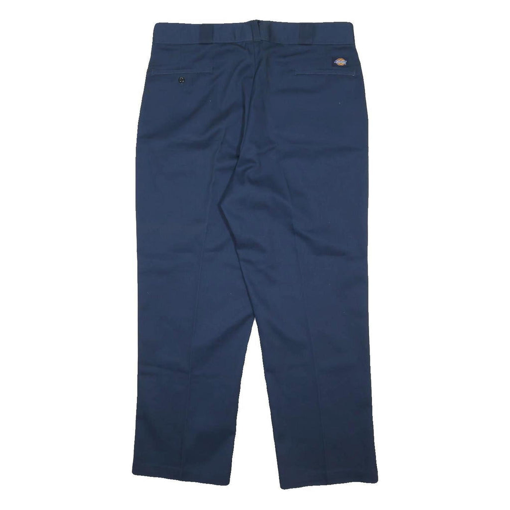DICKIES Mens Cotton Blend Blue Regular Straight Trousers W40 L29 Workwear Zip