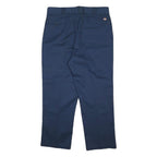 DICKIES Mens Cotton Blend Blue Regular Straight Trousers W40 L29 Workwear Zip