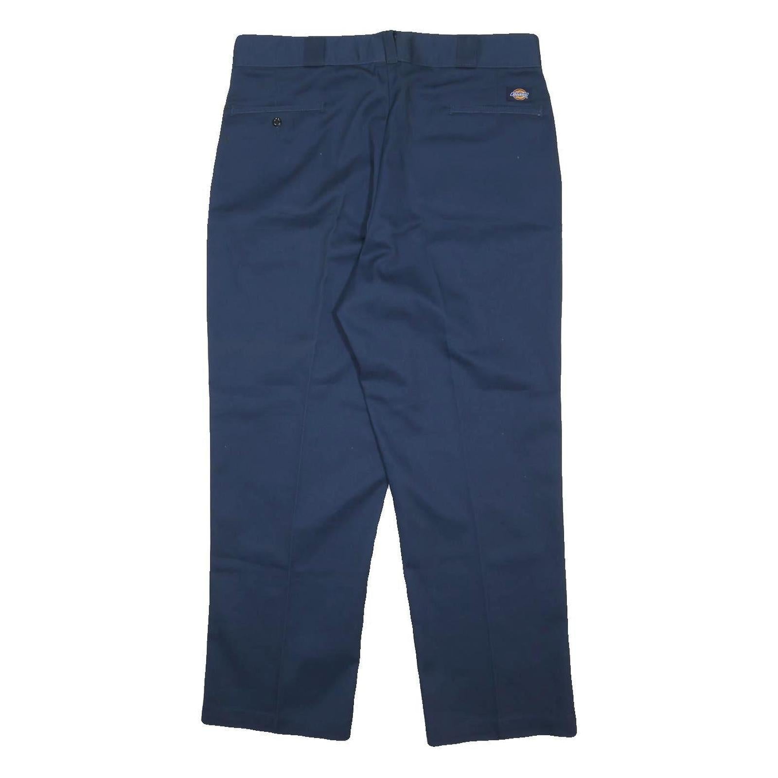 DICKIES Mens Cotton Blend Blue Regular Straight Trousers W40 L29 Workwear Zip