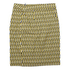 BODEN Womens Yellow & Black Geo Print Pencil Knee Length Cotton Blend Skirt UK 8