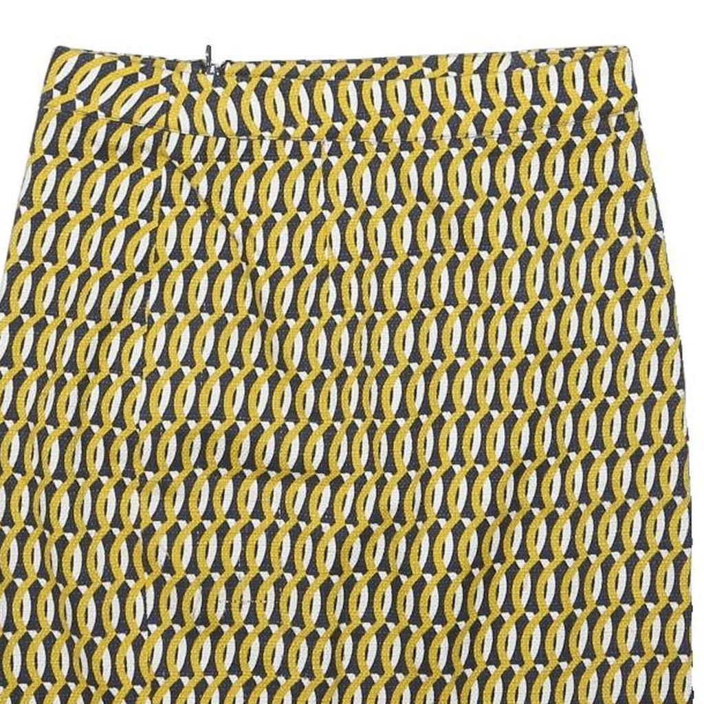 BODEN Womens Yellow & Black Geo Print Pencil Knee Length Cotton Blend Skirt UK 8