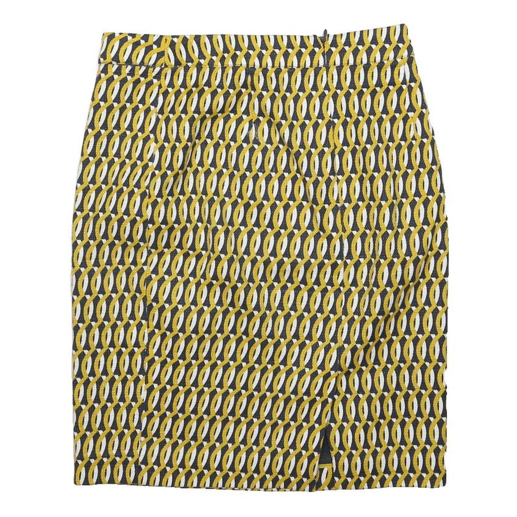 BODEN Womens Yellow & Black Geo Print Pencil Knee Length Cotton Blend Skirt UK 8
